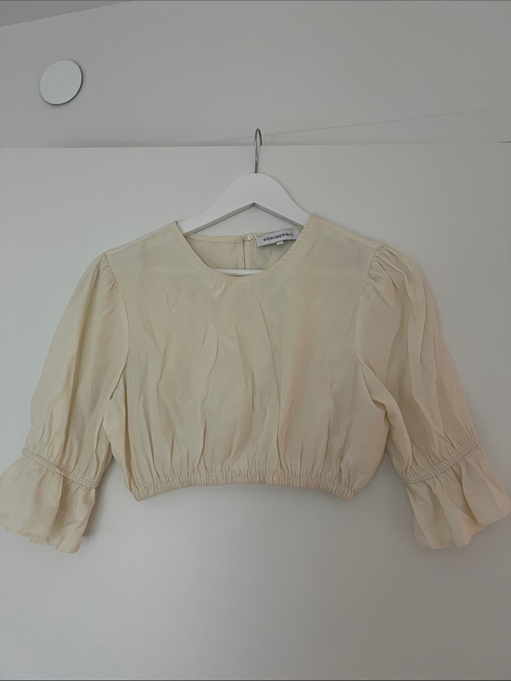 WeWoreWhat Cream Puff-Sleeve Crop Blouse